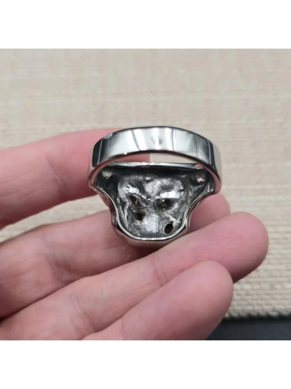 Size 16 Skull with Rhinestone Eye - Gothic Punk Biker Jewelry Band Ring A8103